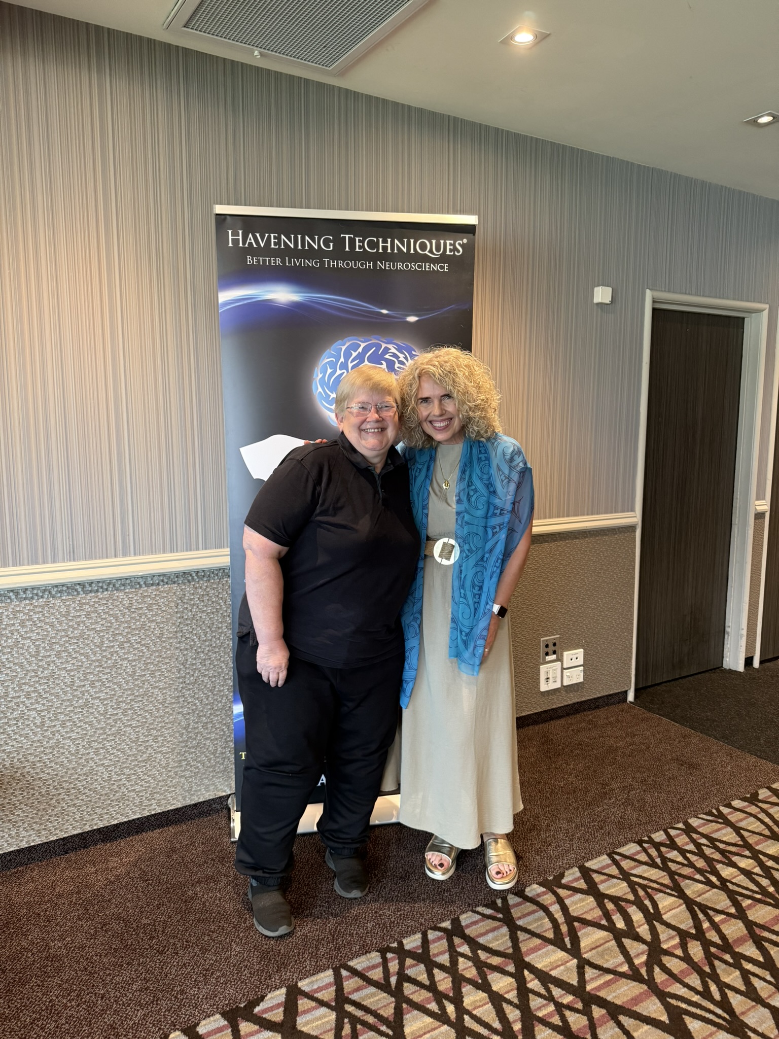 With one of my trainers, Julia. Nov 25 Sue Hill with Havening trainer Julia during training in November 2025