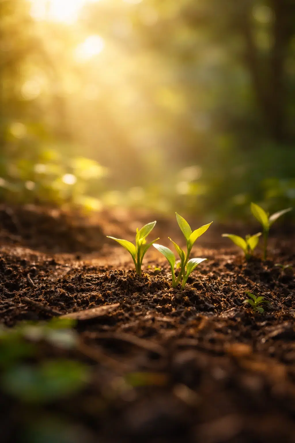 unlocking-mind-behavioural-signs Small green plants growing from dark soil in warm sunlight, representing growth and new beginnings